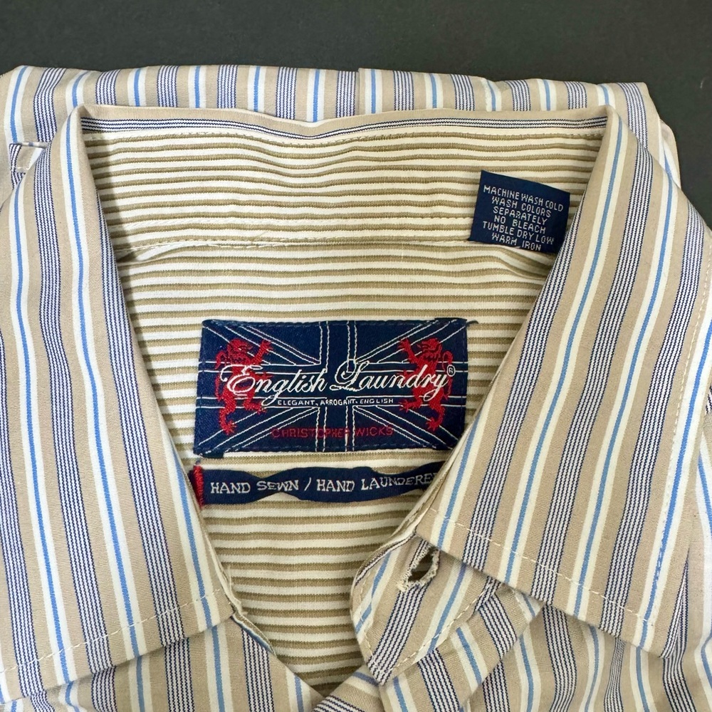 English Laundry Blue and White Casual Button Down Shirt - Picture 2 of 8